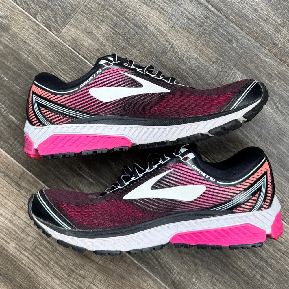 Brooks ghost 10 running sneakers black pink white 10 - Picture 2 of 8